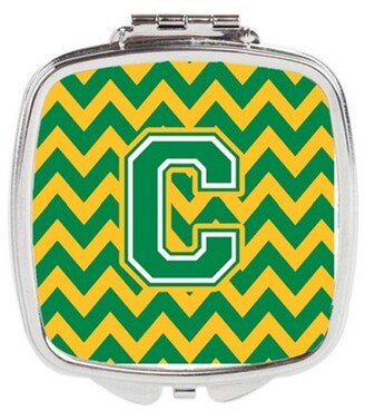 CJ1059-CSCM Letter C Chevron Green & Gold Compact Mirror