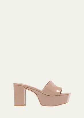 Square High Patent Platform Sandals