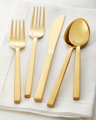 20-Piece Arezzo Flatware Service, Brush Gold