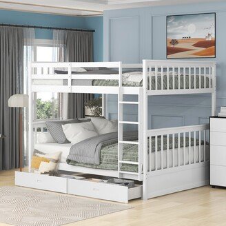 Aoolive Full-Over-Full Bunk Bed with Ladders and Two Storage Drawers