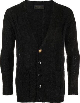 cable-knit V-neck cardigan-AB