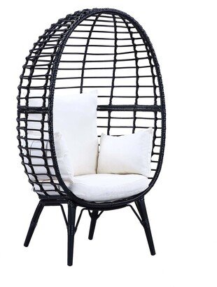 Patio Lounge Chair in Light Gray and Black