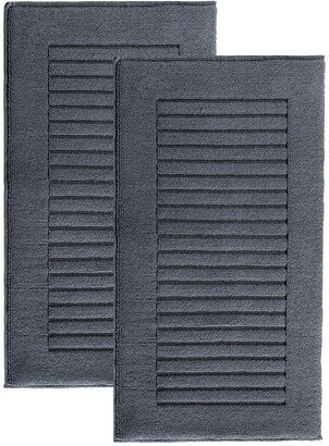 Vague Turkish Cotton Bath Mat - Anthracite - Set of 2