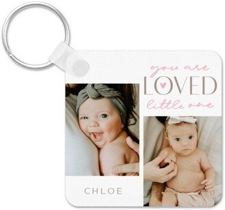 Key Chains: Loved One Key Ring, Square, Pink