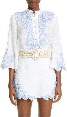 Raie Lace Trim Linen Top