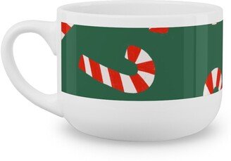 Mugs: Candy Cane Pattern Latte Mug, White, 25Oz, Green