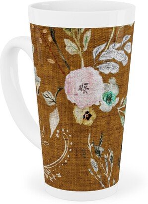 Mugs: La Boheme Floral - Russet Tall Latte Mug, 17Oz, Brown