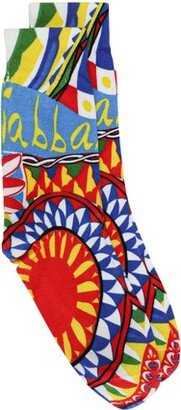 Carretto-print cotton socks