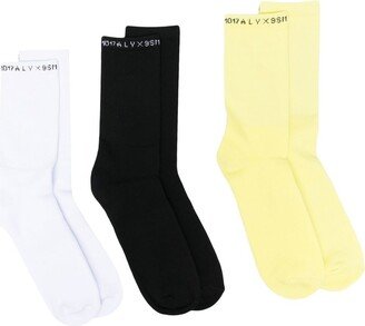 Three-Pack Logo-Trim Socks