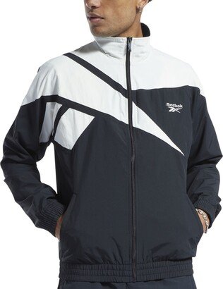 Men's Classics Vector Regular-Fit Logo Colorblocked Full-Zip Track Jacket - Night Black/White