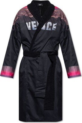 Printed Belted Waist Bathrobe-AA