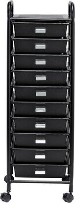 10 Drawer Rolling Cart Black