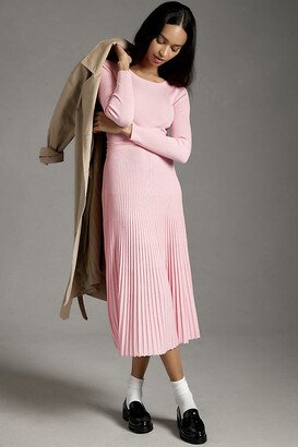 By Anthropologie Long-Sleeve Ribbed Sweater Midi Dress