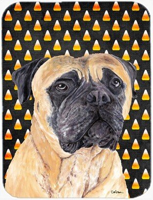 SC9183LCB Mastiff Candy Corn Halloween Portrait Glass Cutting Board