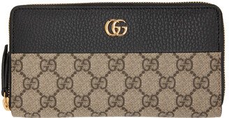 Black & Beige GG Marmont Zip Around Wallet