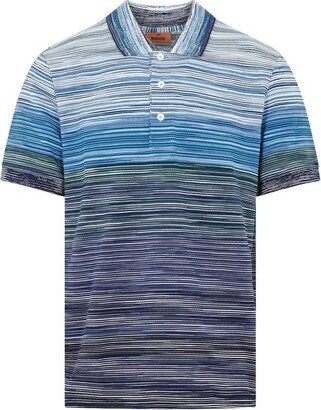 Stripe-Pattern Short Sleeved Polo Shirt