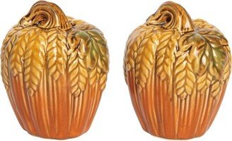 Ceramic 4.92 in. Multicolored Harvest Classic Pumpkin Salt and Pepper Shaker Set of 2