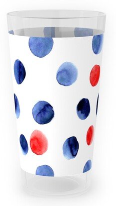 Outdoor Pint Glasses: Red And Blue Watercolor Dots Outdoor Pint Glass, Blue