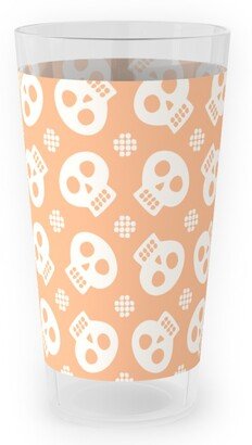 Outdoor Pint Glasses: Halloween Skulls Outdoor Pint Glass, Orange