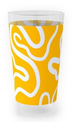 Outdoor Pint Glasses: Viens - Yellow Line Abstract Outdoor Pint Glass, Yellow