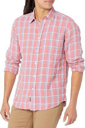 Linen Laguna Shirt (Coral Seas Plaid) Men's Clothing