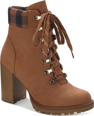 Octavia Womens Faux Leather Ankle Combat & Lace-up Boots