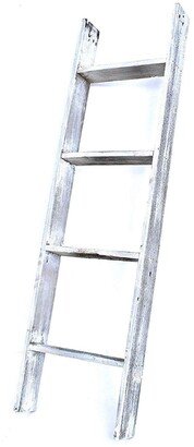 4 Step Rustic White Wood Ladder Shelf - 49 x 14