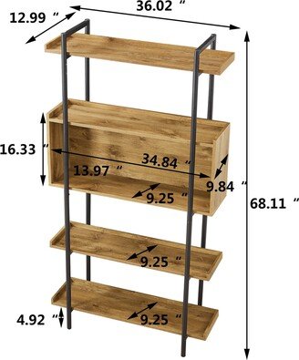 IGEMAN Natural Wood Open Bookshelf Practical Bookcase Locker Sideboard, 75.59''L*30.7''W*31''H, 79.34LBS