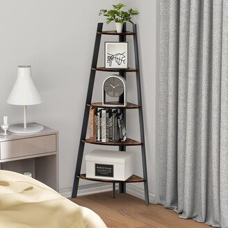 5 Tier Corner Multipurpose Bookshelf with Support Foot Pads