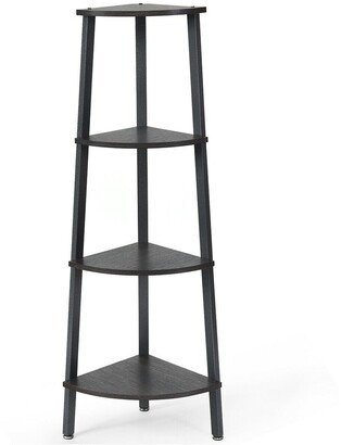 4-Tier Corner Shelf Metal Storage Rack Domestic Bookcase - 14L x 14W x 49.5H