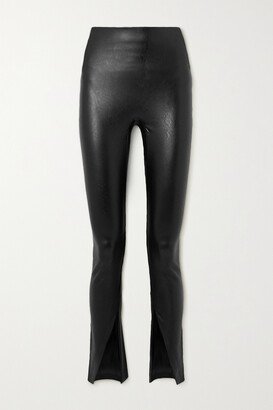 Faux Stretch-leather Leggings - Black