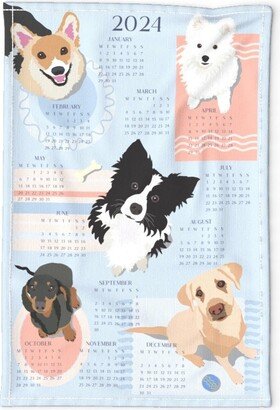 2024 Calendar Tea Towel - Dogs2024 By Kittenmoonstudio Dachshund Linen Cotton Canvas Spoonflower