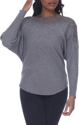 RAIN AND ROSE Embellished Lace Trim Sweater