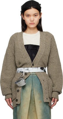 Brown Y-Neck Cardigan-AB