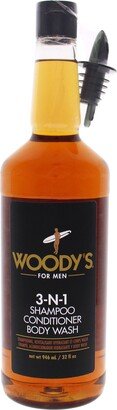 Woodys 3-In-1 Shampoo Conditioner and Body Wash For Men 32 oz Shampoo