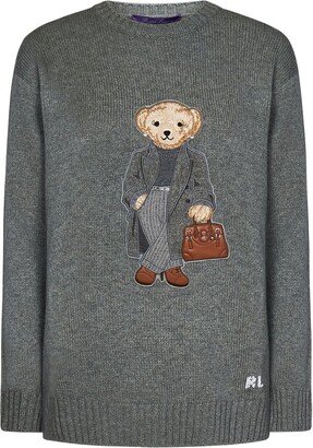 Bear Motif Crewneck Jumper-AB