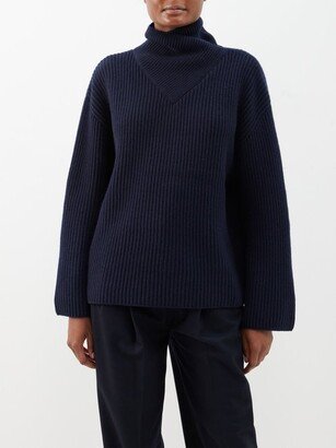 Twisted-neck Ribbed-knit Wool Sweater