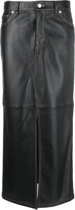 High-Waisted Leather Straight Skirt