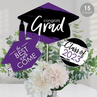 Big Dot Of Happiness Purple Grad - Best is Yet to Come 2023 Centerpiece Sticks - Table Toppers -15 Ct