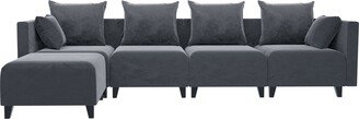 RASOO Velvet Sectional Sofa with 5 Seats and 6 Pillows