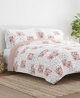 All Season 2 Piece Scrolled Patchwork Reversible Quilt Set, Twin/Twin Xl