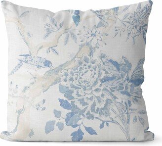 Blue Bird Floral Throw Pillow Cover // Light Decor 071