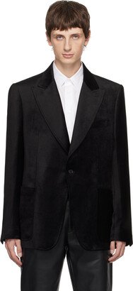 Black Peaked Lapel Blazer-AB