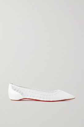 Kate Draperia Glittered Tulle And Satin Ballet Flats - White