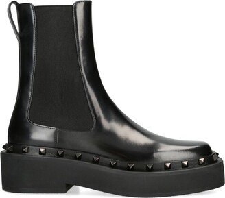 Leather M-Way Rockstud Chelsea Boots