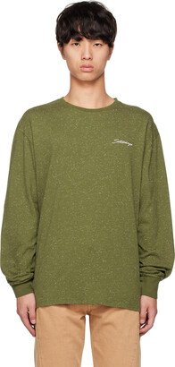 Green Speckled Chain Script Long Sleeve T-Shirt