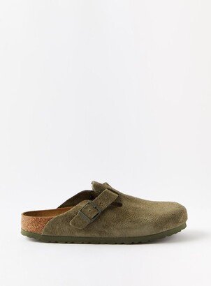 Boston Buckled Suede Clogs