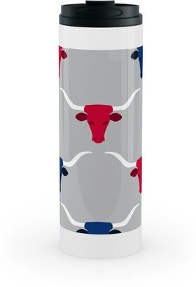 Travel Mugs: Longhorns - Silver Stainless Mug, White, 16Oz, Multicolor