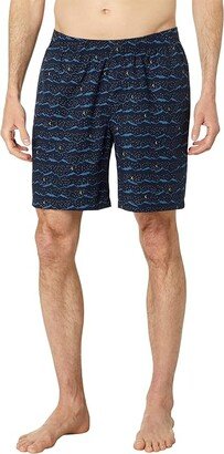 Comfort Stretch Woven Sleep Shorts (Classic Navy Night Mountain) Men's Pajama