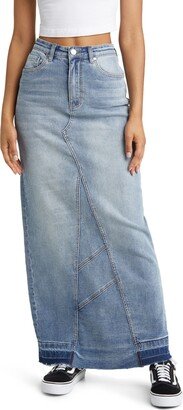 Release Hem Denim Maxi Skirt